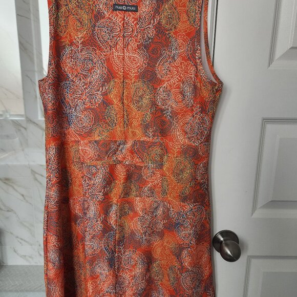 Nuu Muu Scoop Sleeveless “Zest” orange Print Athletic Dress size medium - Picture 2 of 4
